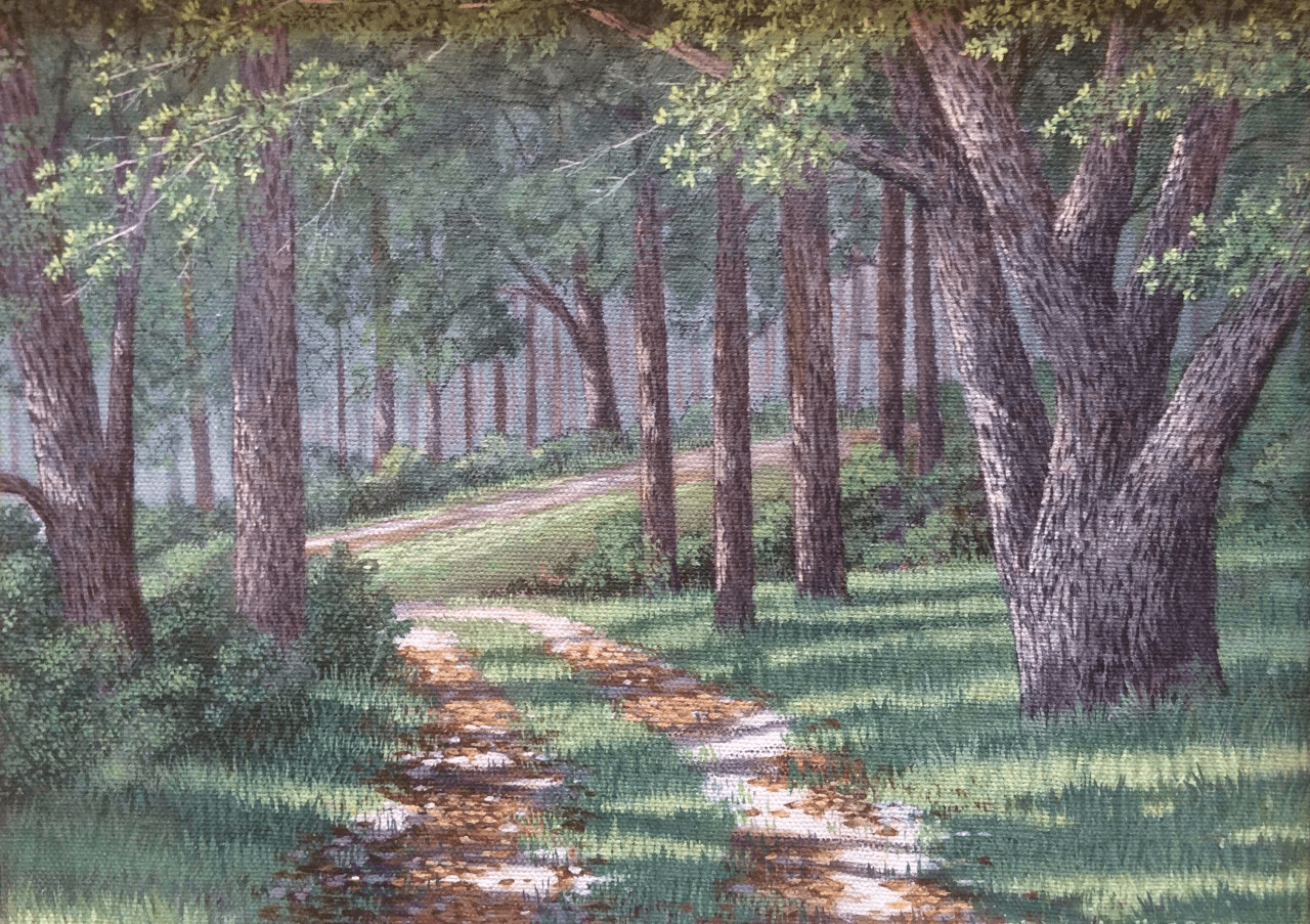 JH 193, Path Through the Woods, Acrylic on Canvas, 9" x 12"