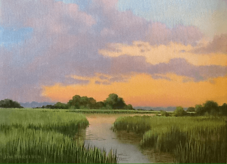 JH 412, Marsh Sunset, Acrylic on Canvas, 9" x 12"